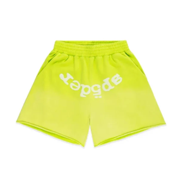 Sp5der OG Web V2 Sweatshort Acid Green - Image 1