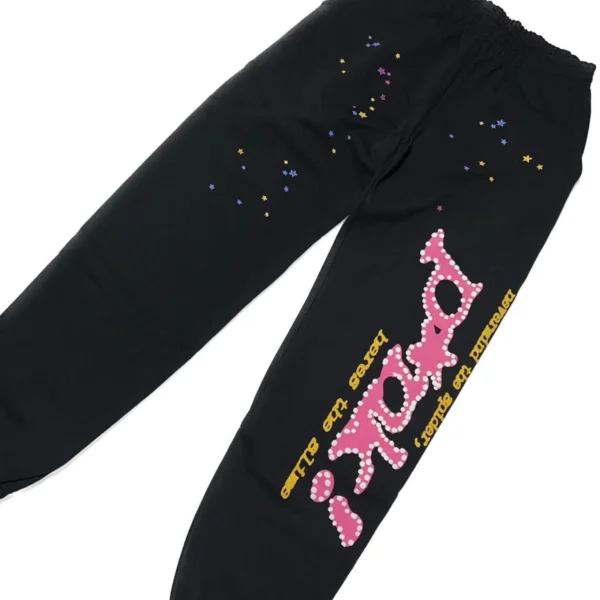 Sp5der P*NK Sweatpants Black - Image 2