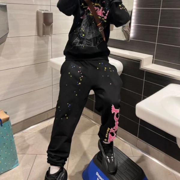Sp5der P*NK Sweatpants Black - Image 3