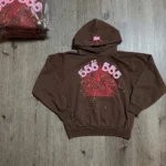 Sp5der Angel Number Hoodie Brown - Image 3