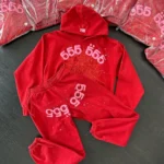 Sp5der Worldwide Red Angel Number 555 Sweatpants Red - Image 3