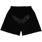 Sp5der OG Logo Embroidered Sweatshort in Black
