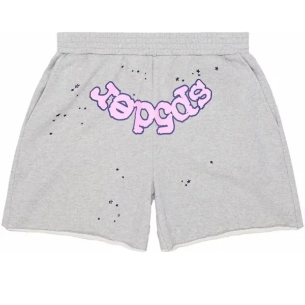 Sp5der OG Web Logo Sweat Short in Heather Grey - Image 1