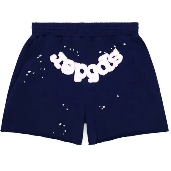 Sp5der OG Web Logo Sweat Short in Navy - Image 1
